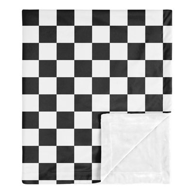Black and White Gingham Checkered Plaid Receiving Security Baby Blanket by Sweet Jojo Designs