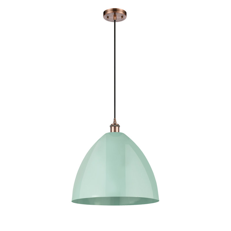 Luminaire suspendu conique 1 lumière, Vert clair, Doré