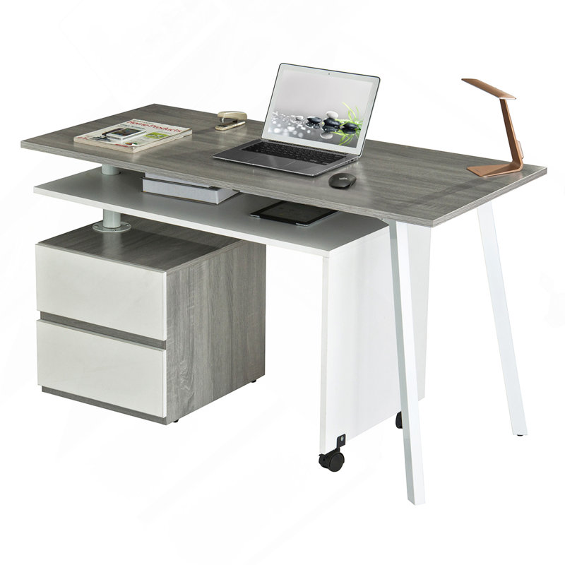 Rotating Multi-Positional Modern Desk, Grey