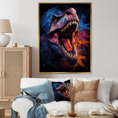 «Colorful Roaring Trex Dinosaur IV» - art mural dinosaure