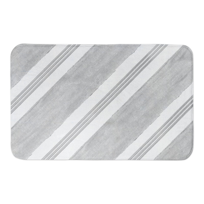 Tapis de bain gris à rayures