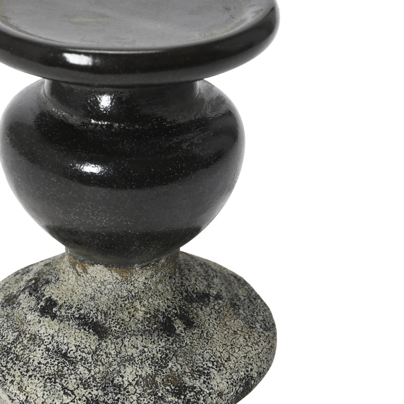 Bougeoir de table Waikiki Zeppelin, H 5,3 po x l 4,5 po x P 4,5 po, Noir / gris vieilli