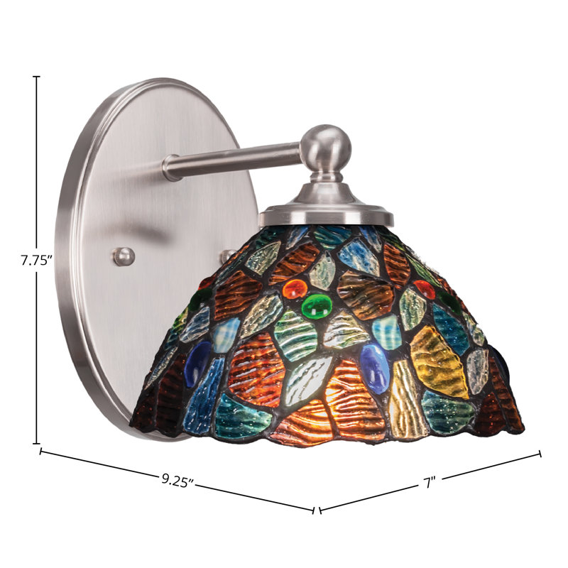 Applique murale Carisa illustrée d'une mosaïque d'art en verre bleu de 7 po, Nickel brossé