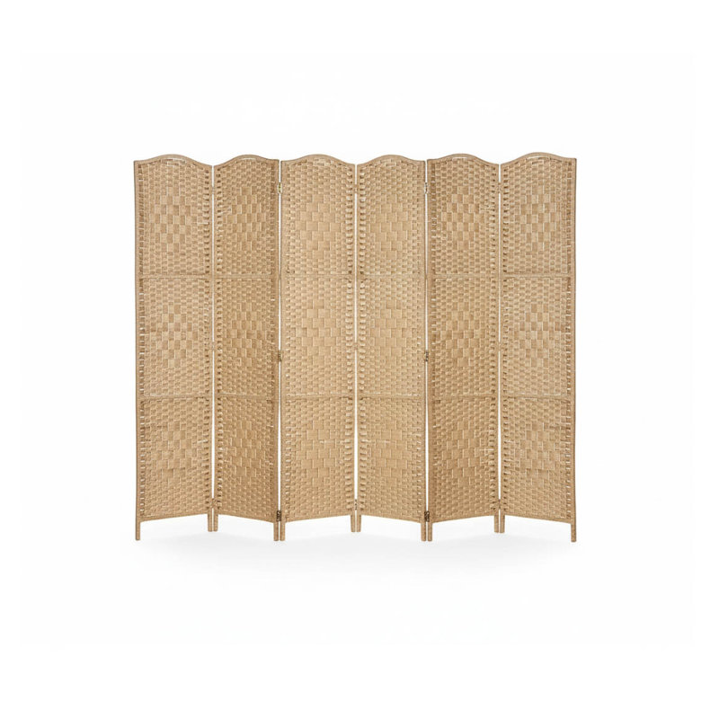 241cm W x 179cm H 6 - Panel Folding Room Divider, Natural