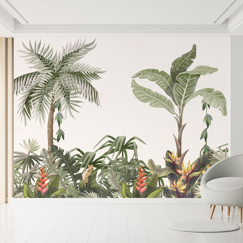 Tropical Leaf Peel & Stick Floral Border, 108" L x 168" W
