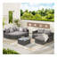 Ensemble de canapé d'extérieur 8 pièces, ensemble de conversation modulaire en forme de L en osier avec repose-pieds courbé et table en verre pour la piscine-317792739