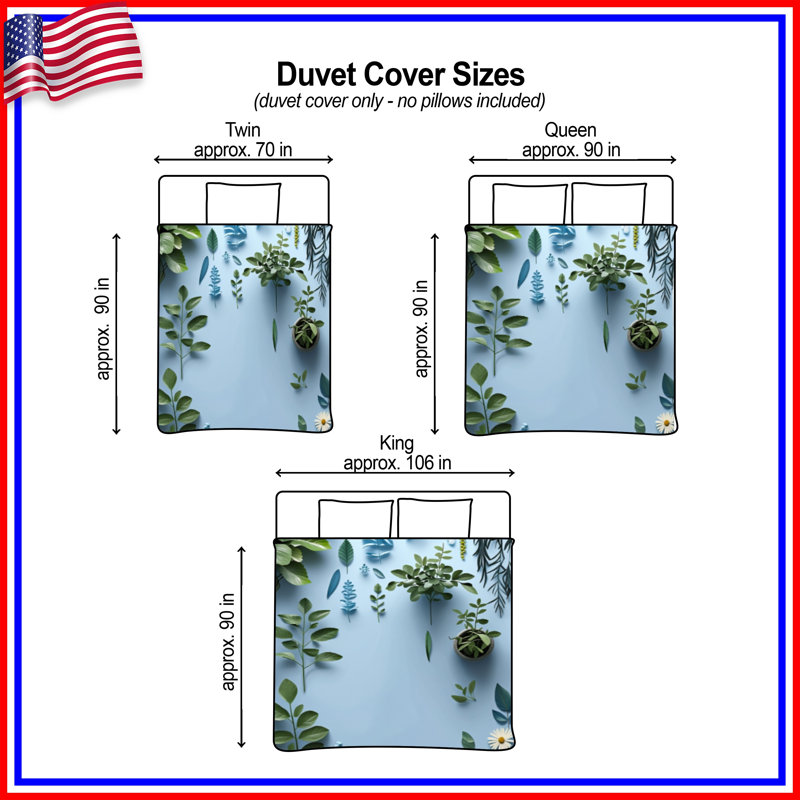 Floral Bedding Plants Duvet Cover Modern, King