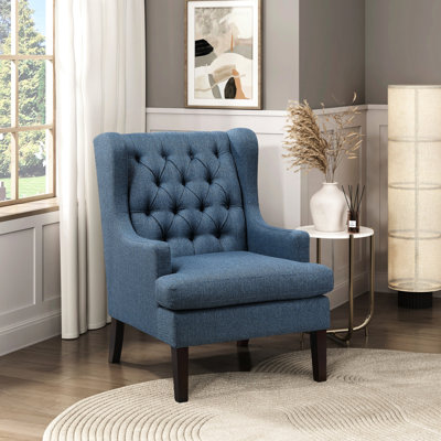 Fauteuil d'appoint d'une capacité de poids de 300 lb en tissu bleu pour le salon principal avec structure en contreplaqué et housse de siège amovible