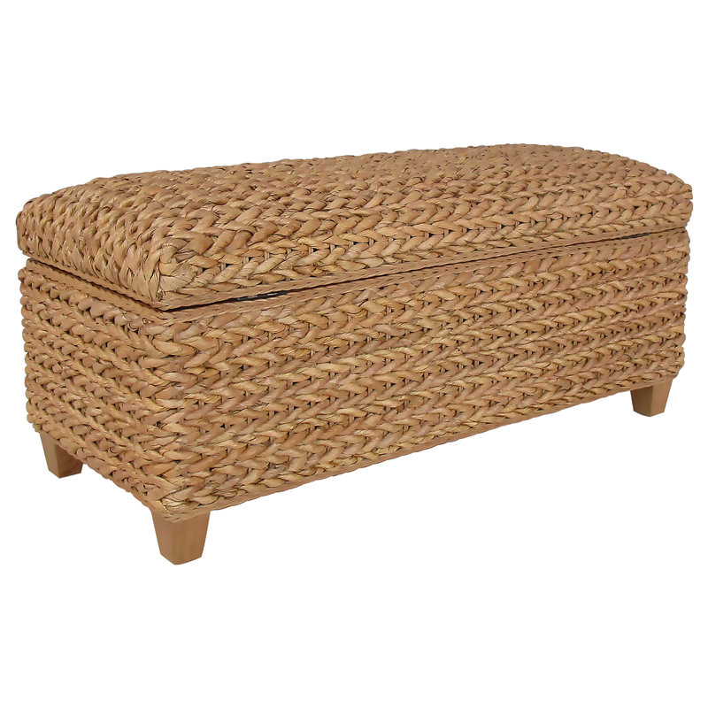 Banc de rangement en feuille de bananier tissé à la main Laughton, Marron clair