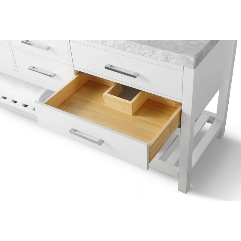 48 in. Single Vanity with Mirror, Nickel, Sapphire Gray, Carrara White
