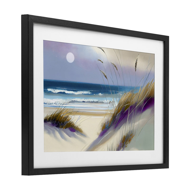 «Beach Dunes Serenity», reproduction sous verre encadrée, design par Sasha, H 17 po x l 23 po, Cadre noir minuit