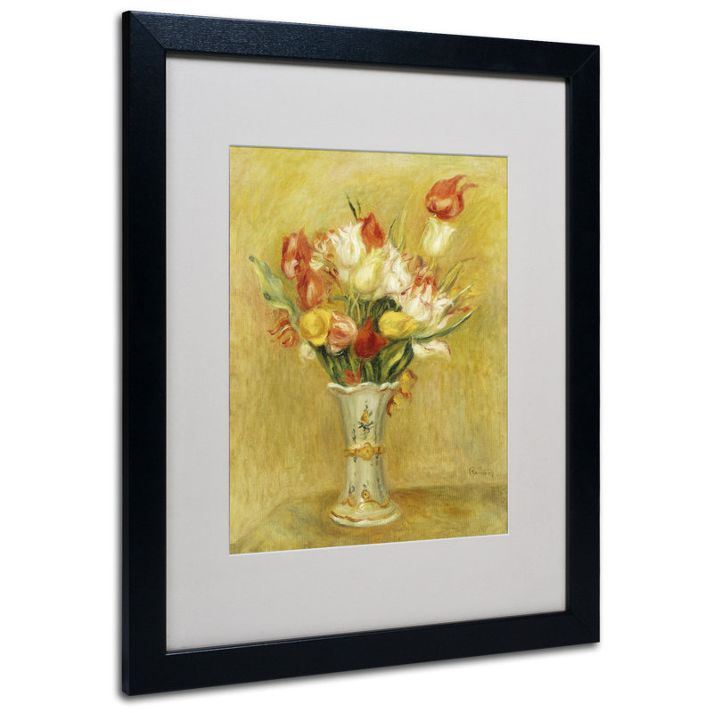Tulipes 1909 par Pierre-Auguste Renoir - reproduction d'art sur toile, H 20 po x l 16 po x P 0,5 po, Noir