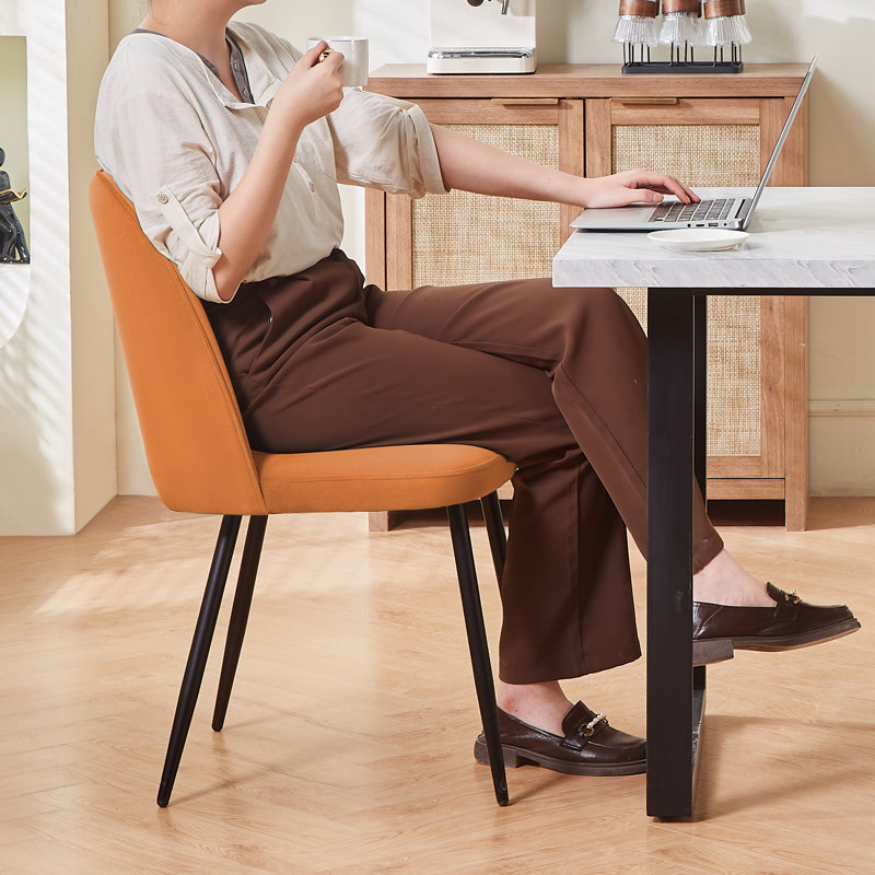 6 - Person Dining Set, Orange Velvet