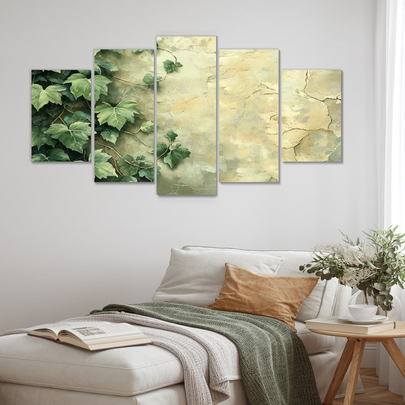 Collage de feuilles de lierre sur AWall II - Of - Art mural traditionnel pour salon diamant