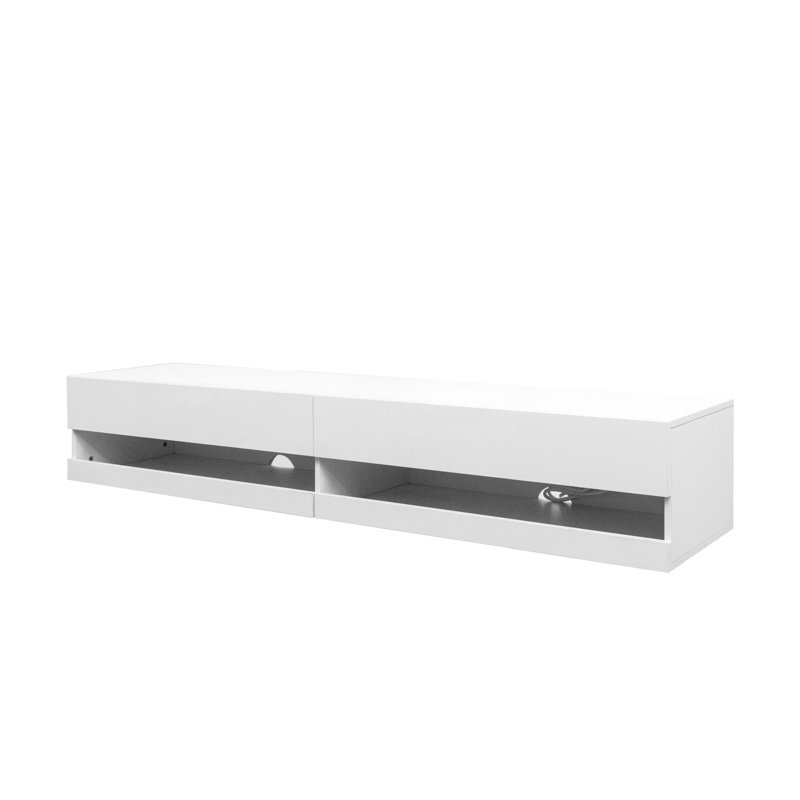 Meuble télé blanc avec support mural de 80 po avec options de rangement frais et de remplacement offertes 20 options de couleurs progressives proposées