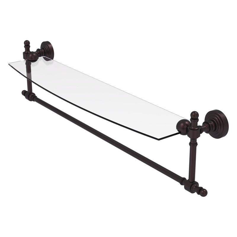Retro Wave Bracket Shelf with Towel Bar, Antique Bronze, 28"