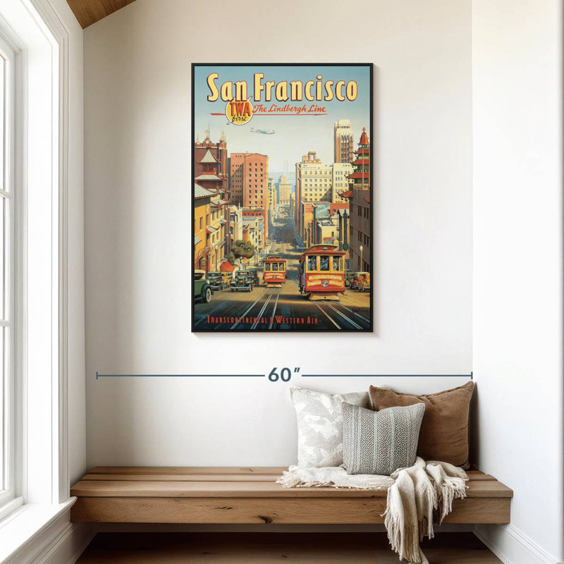 La ligne Lindbergh, San Francisco, Californie, Cadre flottant noir, 29 po x 43 po