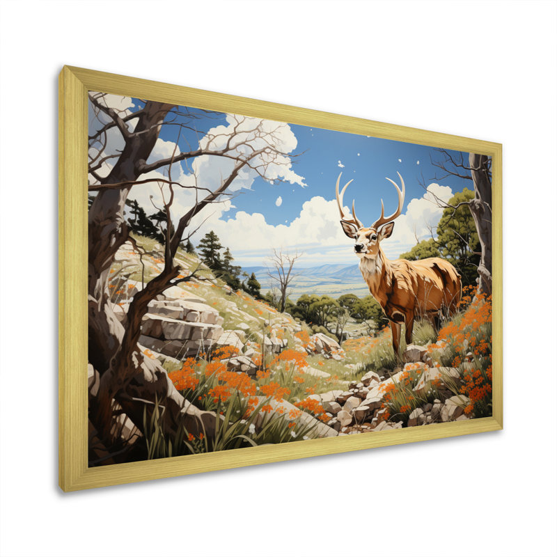 Paysage d'antilope de Baylaa - impression, H 34 po x l 44 po x P 1,5 po, Encadrement doré