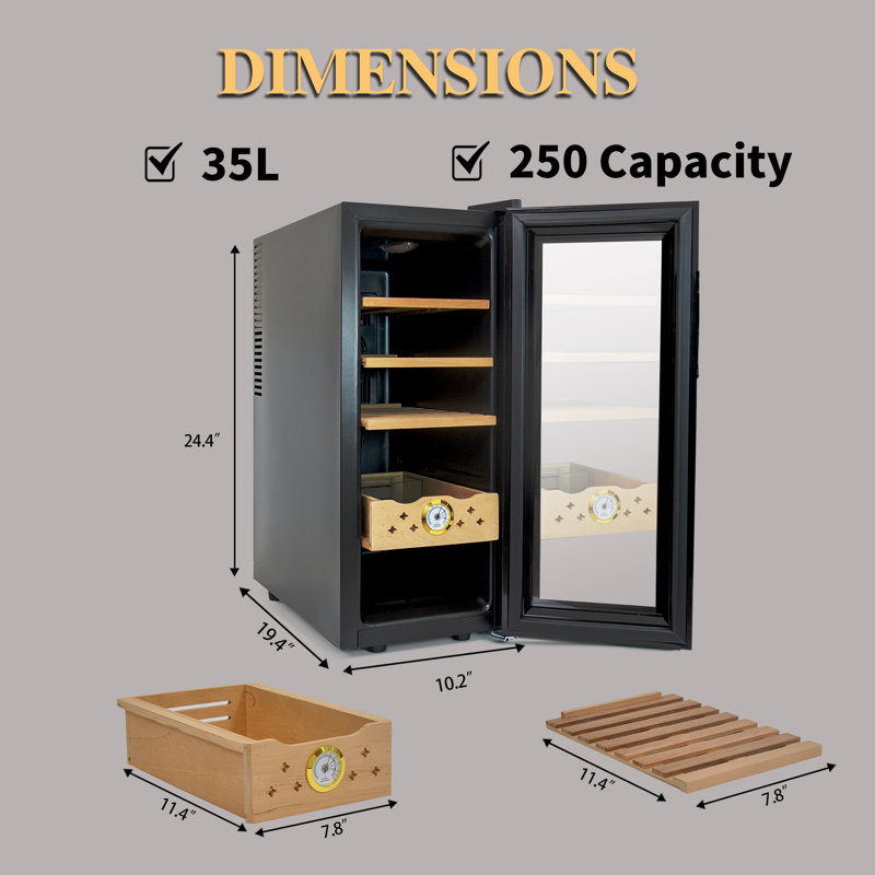 35 L  250 Counts Capacity Cigar Humidors With Cooling And Heating Function