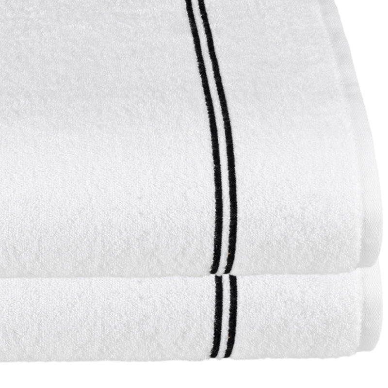 Ensemble de serviettes 3 pièces en coton Glendell, Blanc / noir