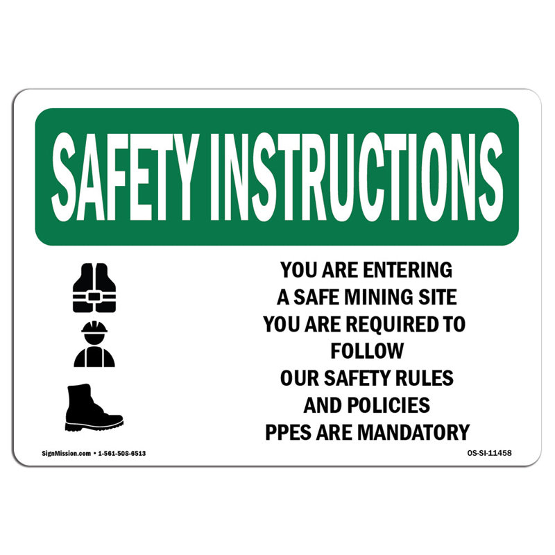«You Are Entring A Safe Mining» avec symbole en aluminium 12 x 18, H 12 po x l 18 po x P 0,1 po