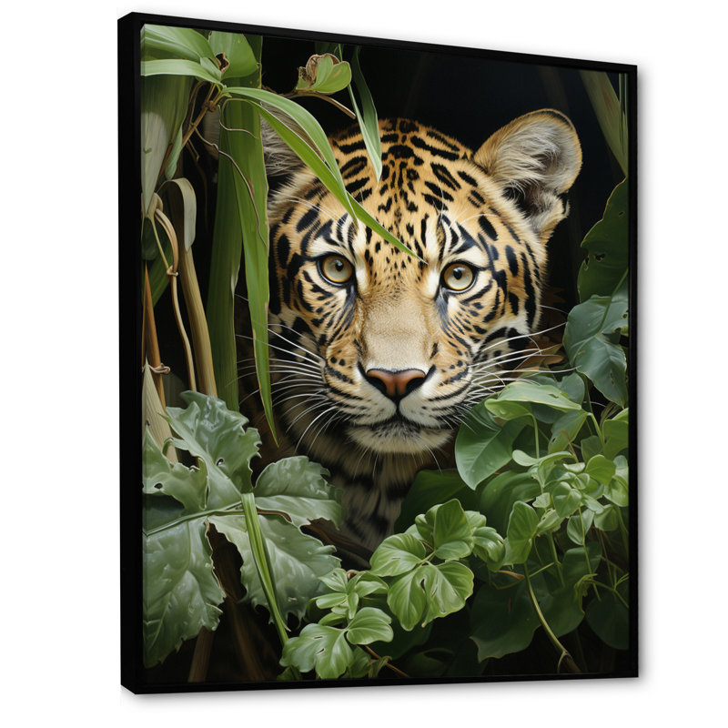«Asian Art Tigers In Jungle», reproduction d'art sur toile, H 44 po x l 34 po x P 1,5 po, Cadre flottant noir