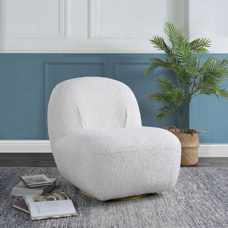 Fauteuil d'appoint Yedaid avec pivot, Blanc
