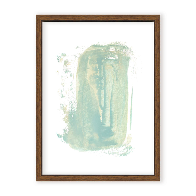 'Sea Green Wave' Framed Print Wall Art, 16" H x 12" W x 2.375" D, Framed Canvas, Brown