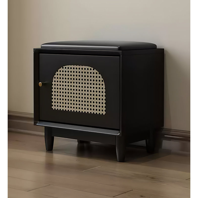 Banc de rangement Mid-Century, Noir