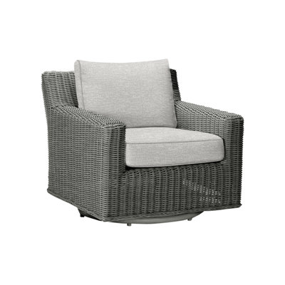 Rustic Swivel Patio Chair with Cushions
