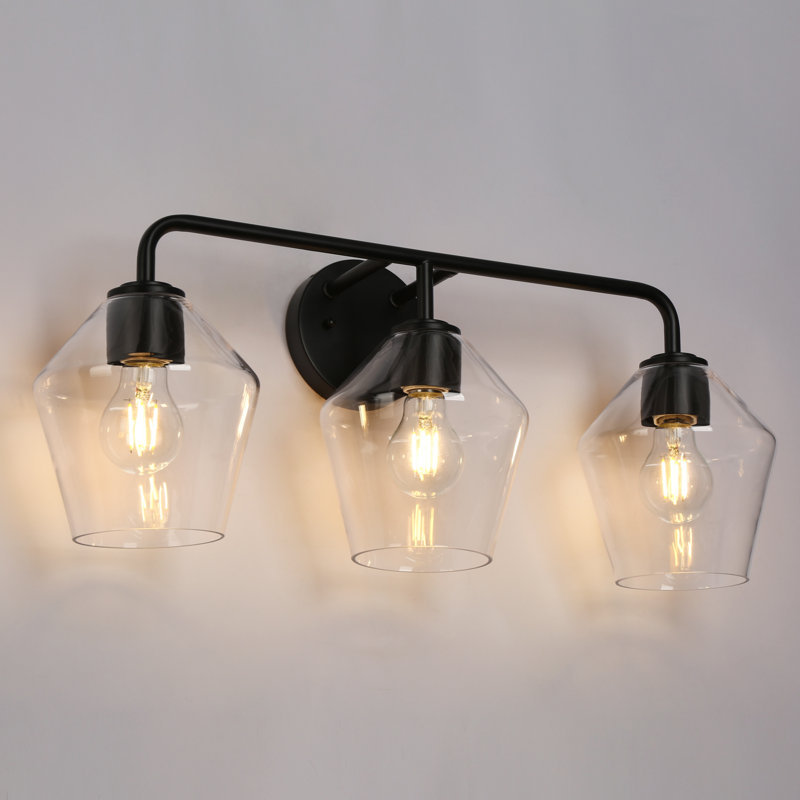 Luminaire de salle de bain moderne à 3 lumières à intensité variable noir clair