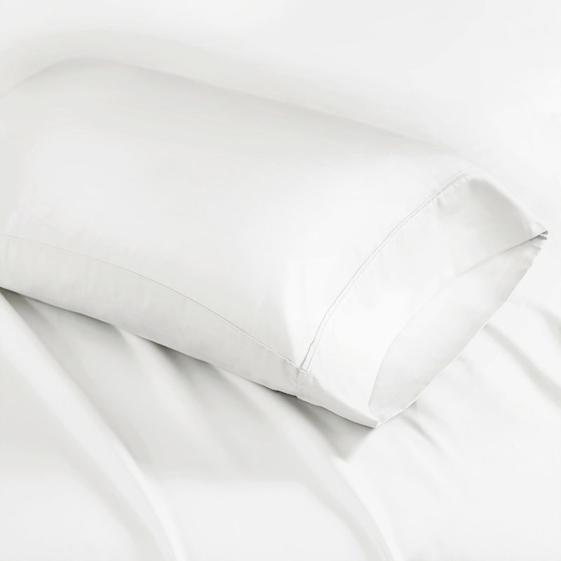 Ensemble de draps en mélange de coton 1500 fils 1500 fils, Ensemble de draps pour très grand lit avec 2 taie, Blanc