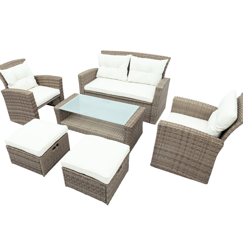Outdoor b - Ensemble modulaire 4 pièces de style U avec coussins exceptionnels et mobilier de table basse moelleux, Beige