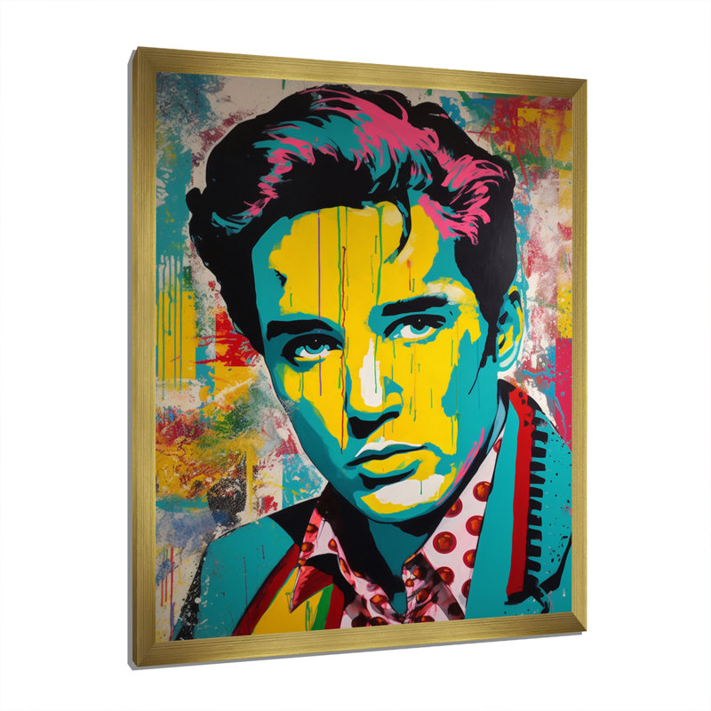 Pop Art Elvis Celibrity - impressions sur toile de célébrités, H 40 po x l 30 po x P 1,5 po, Encadrement doré