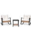 Ensemble de chaises berçantes en rotin 3 pièces, ensemble de conversation avec table d'appoint et coussins épais, ensemble bistro à bascule, mobilier d'extérieur avec coussins épais et table basse à 2 niveaux