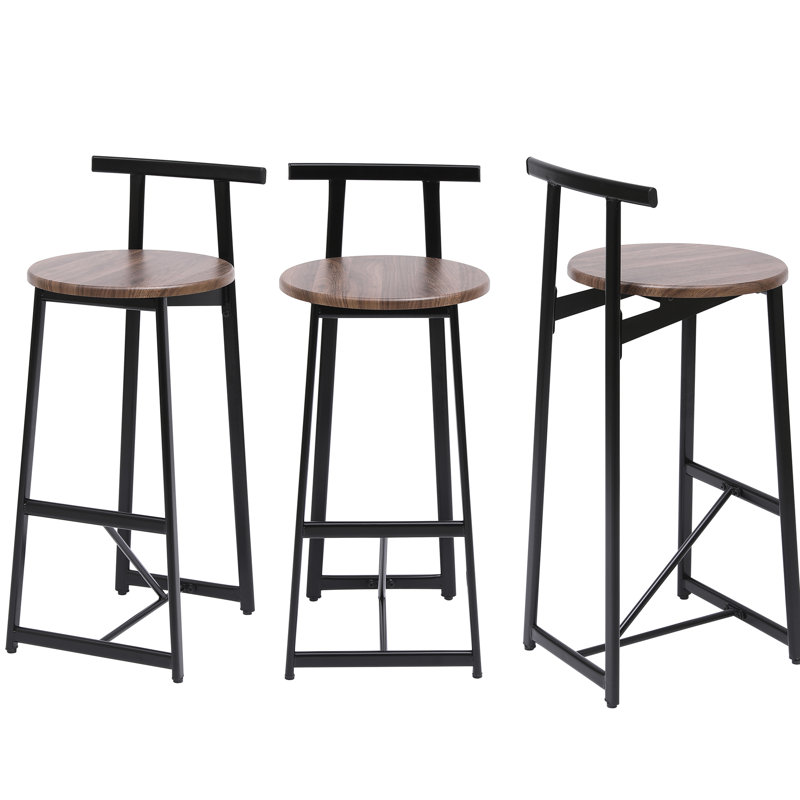De 3, hauteur de comptoir. Siège noyer brun et structure en métal noir. Support de dos ergonomique. Fabrication, capacité de charge de 220 lb. Look moderne pour les entreprises à domicile. Tabouret 3