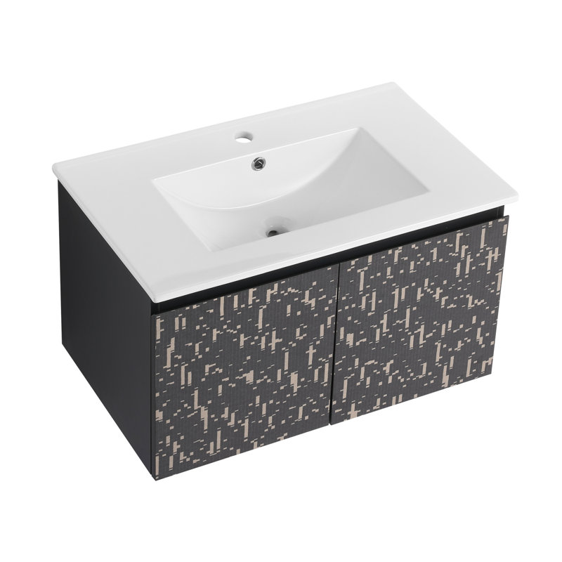 Meuble-lavabo noir avec évier en céramique Middlet
