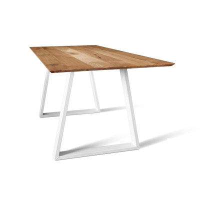 McLemoresville Oak Solid Wood Top Metal Base Dining Table