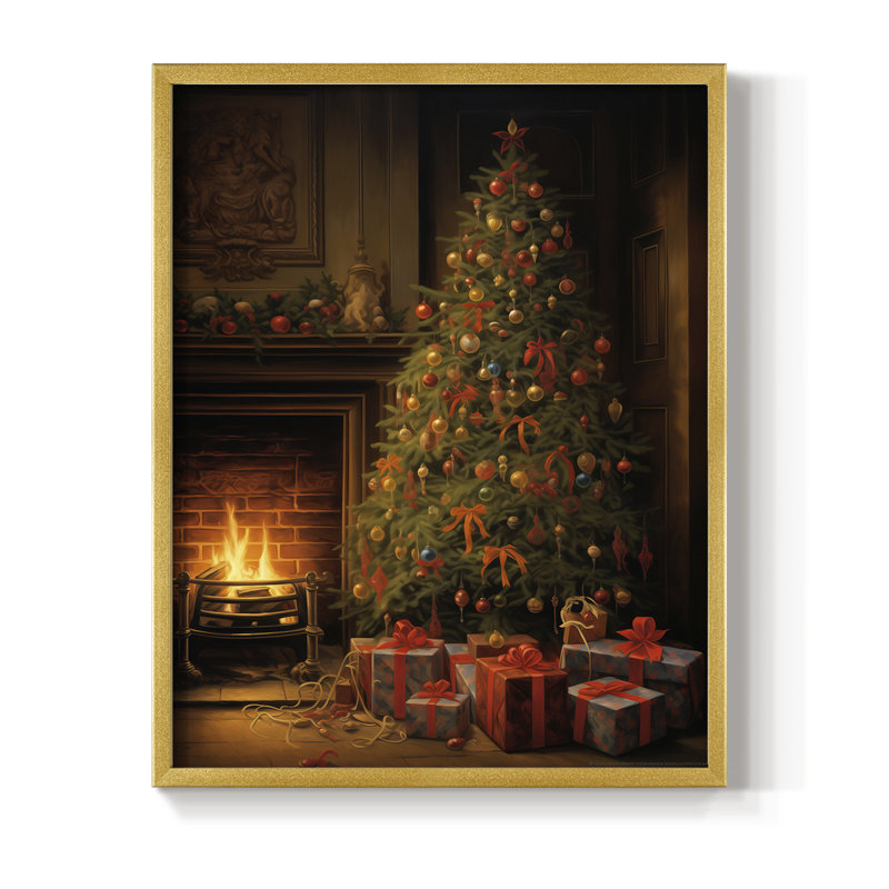 «Christmas Holiday Art», reproduction encadrée DCLV, H 15 po x l 12 po, Doré