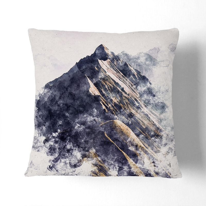 Mountain Ridge in Switzerland Cushion with Filling, 55cm H x 55cm W x 20cm D, Stone