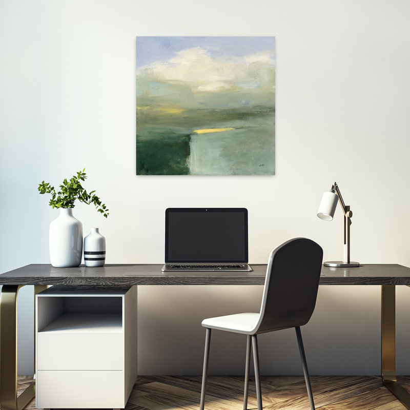 Lumière contemporaine dans la vallée avec art abstrait bleu, H 18 po x l 18 po
