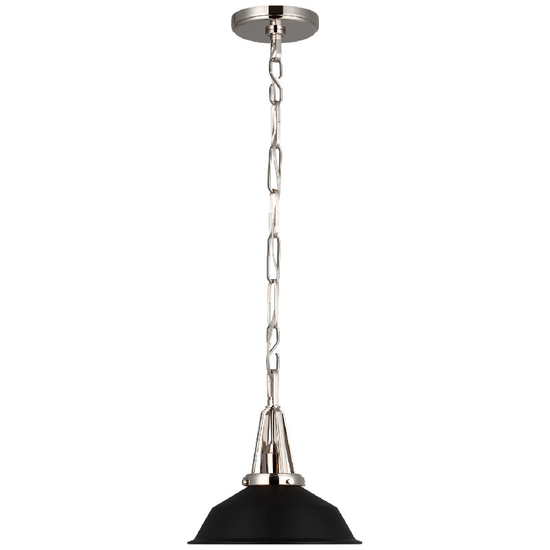 Chapman & Myers Layton Pendant, Matte Black, 82.38" H x 10" W x 10" D, Polished Nickel