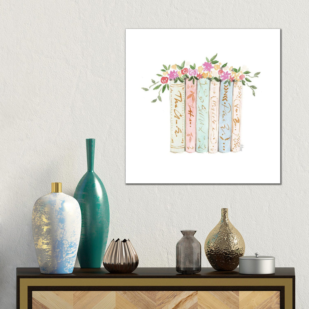 Bücher und Blumen von Style Of Brush - Gallery-Wrapped Canvas Giclée