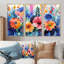 Fleurs roses bleues sous l'eau II - ensemble d'art mural botanique-1113942168-1113942175