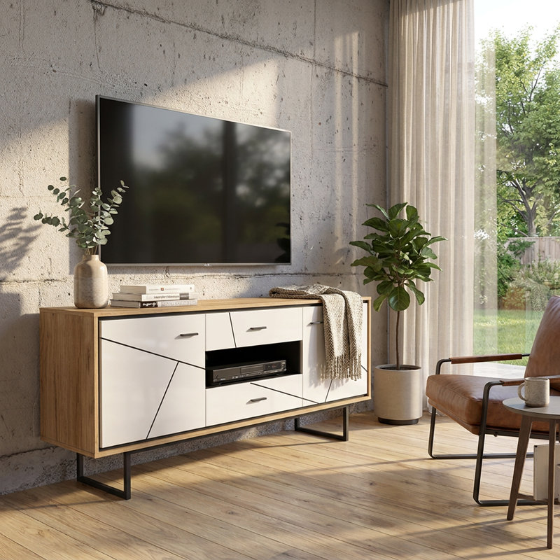 65.7" Modern TV Stand with High Gloss Finish