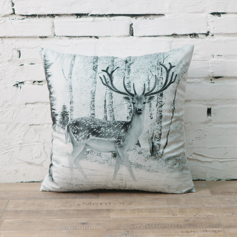 Reindeer Square Pillow Cover and Insert, Polyester/Polyfill