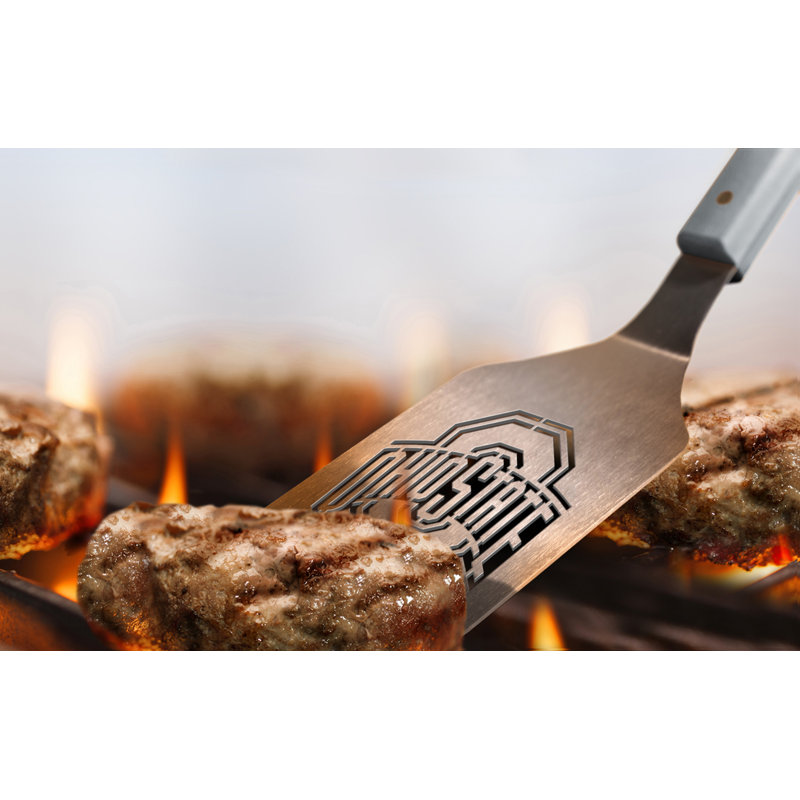 Ohio State Buckeyes Gray Stainless Steel BBQ Tool Set
