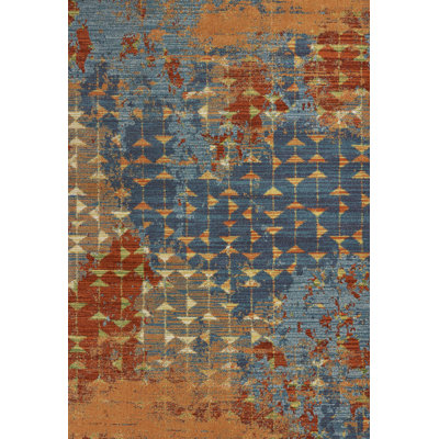 Tapis bleu / corail