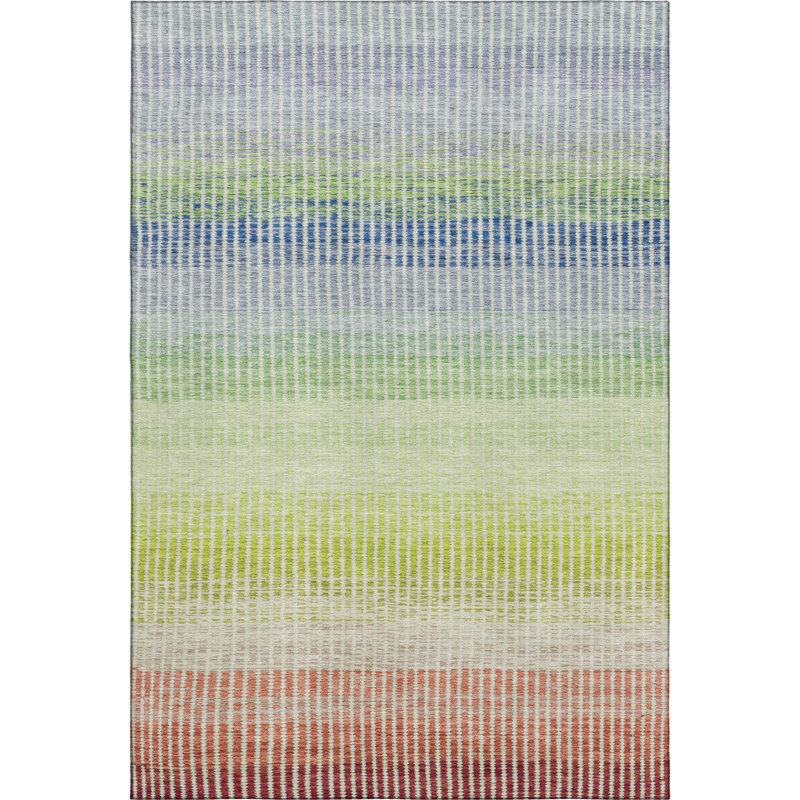 Premium Machine Washable Mayfield AMF2313 Stripes Rug, 8' x 10', Paprika