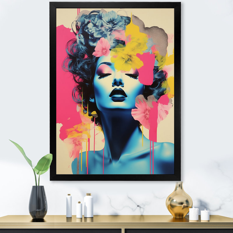 «Goddess Bliss Vintage», Pop art iconique, H 32 po x l 24 po x P 1 po, Cadre photo noir